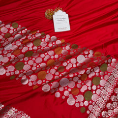 Royal Red Tilfi Daira Banarasi Mashru Silk Saree