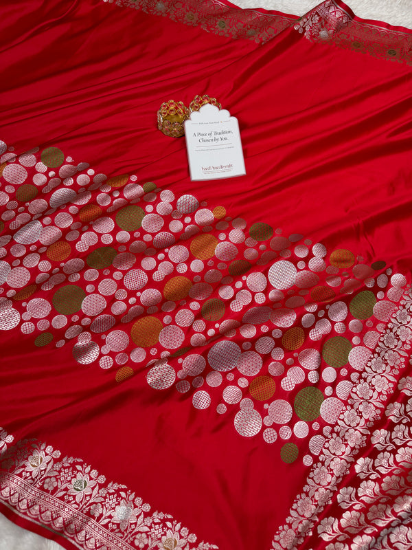 Royal Red Tilfi Daira Banarasi Mashru Silk Saree