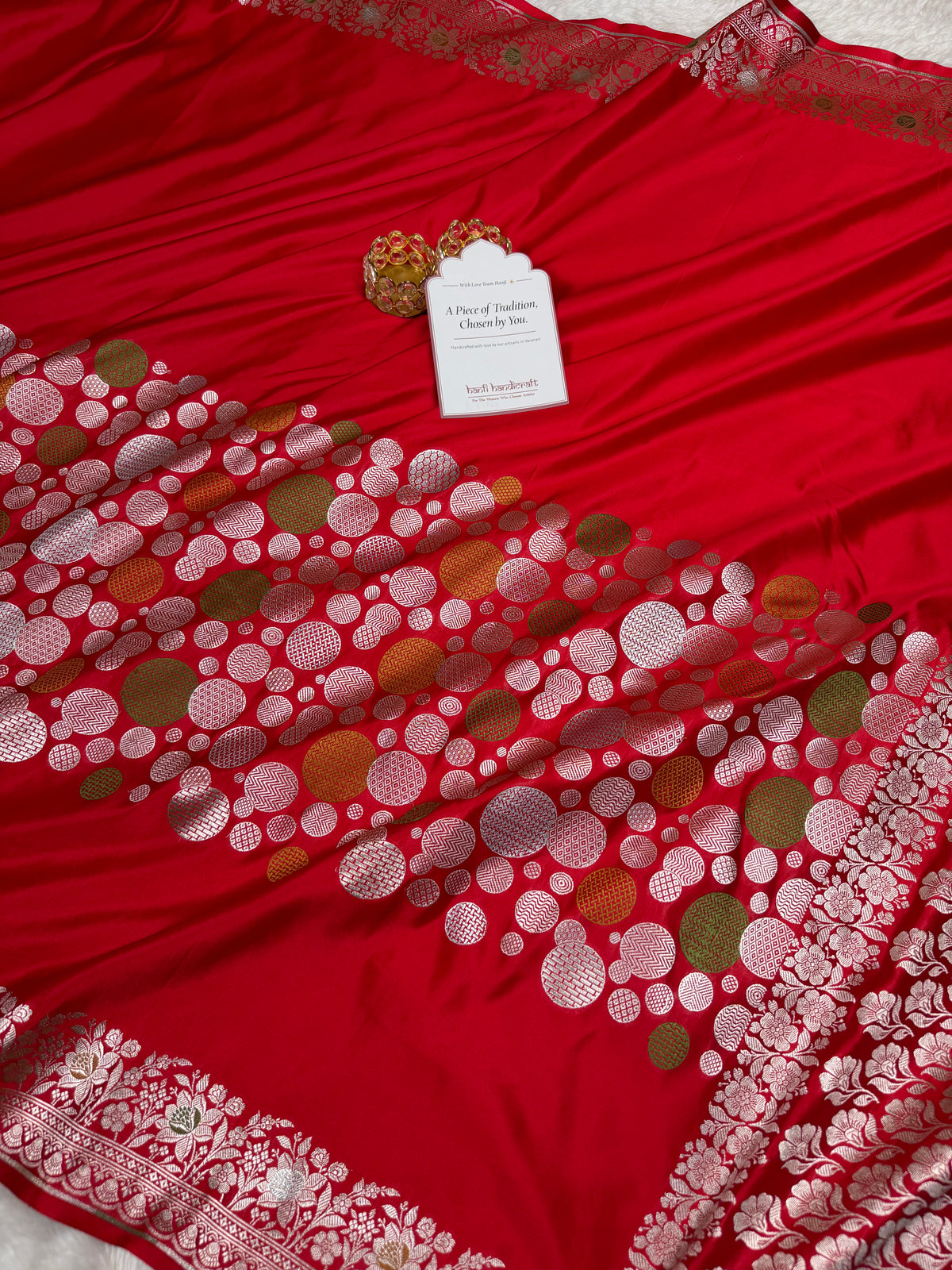 Royal Red Tilfi Daira Banarasi Mashru Silk Saree