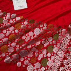 Royal Red Tilfi Daira Banarasi Mashru Silk Saree