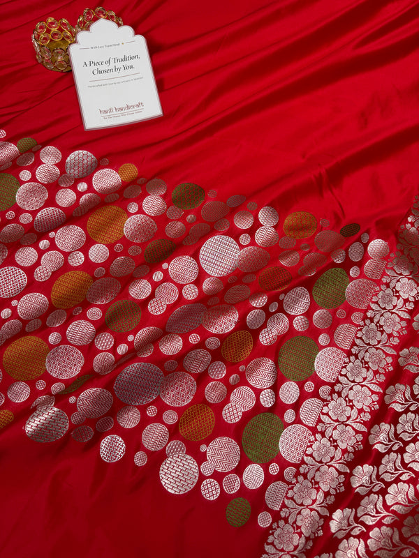 Royal Red Tilfi Daira Banarasi Mashru Silk Saree