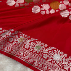 Royal Red Tilfi Daira Banarasi Mashru Silk Saree
