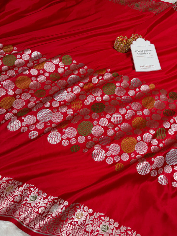 Royal Red Tilfi Daira Banarasi Mashru Silk Saree