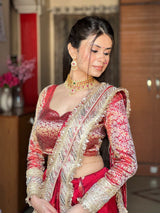 Maroon Red Banarasi Nazakat Soft-Silk Saree