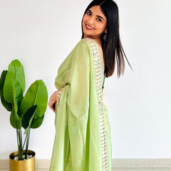 Mint Green Designer Mirror Work Pure Tissue Silk Saree | Special Edition