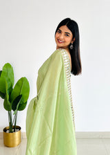 Mint Green Designer Mirror Work Pure Tissue Silk Saree | Special Edition