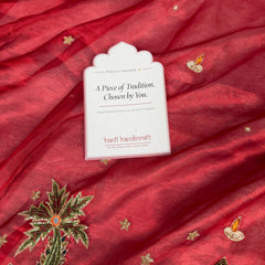 Sindoor Red Shubh Mangal Kalash Pure Tissue Silk Saree