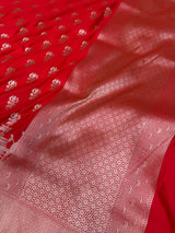 Ruby Red Trishul Ghat Banarasi Mashru Silk Saree