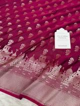 Magenta Wine Trishul Ghat Banarasi Mashru Silk Saree