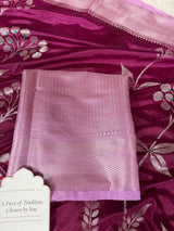 Wine Lavender Gulzaar Jaal Semi Katan Silk Banarasi Saree