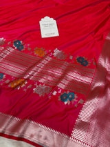 Rani Red Tilfi Gulband Banarasi Mashru Silk Saree
