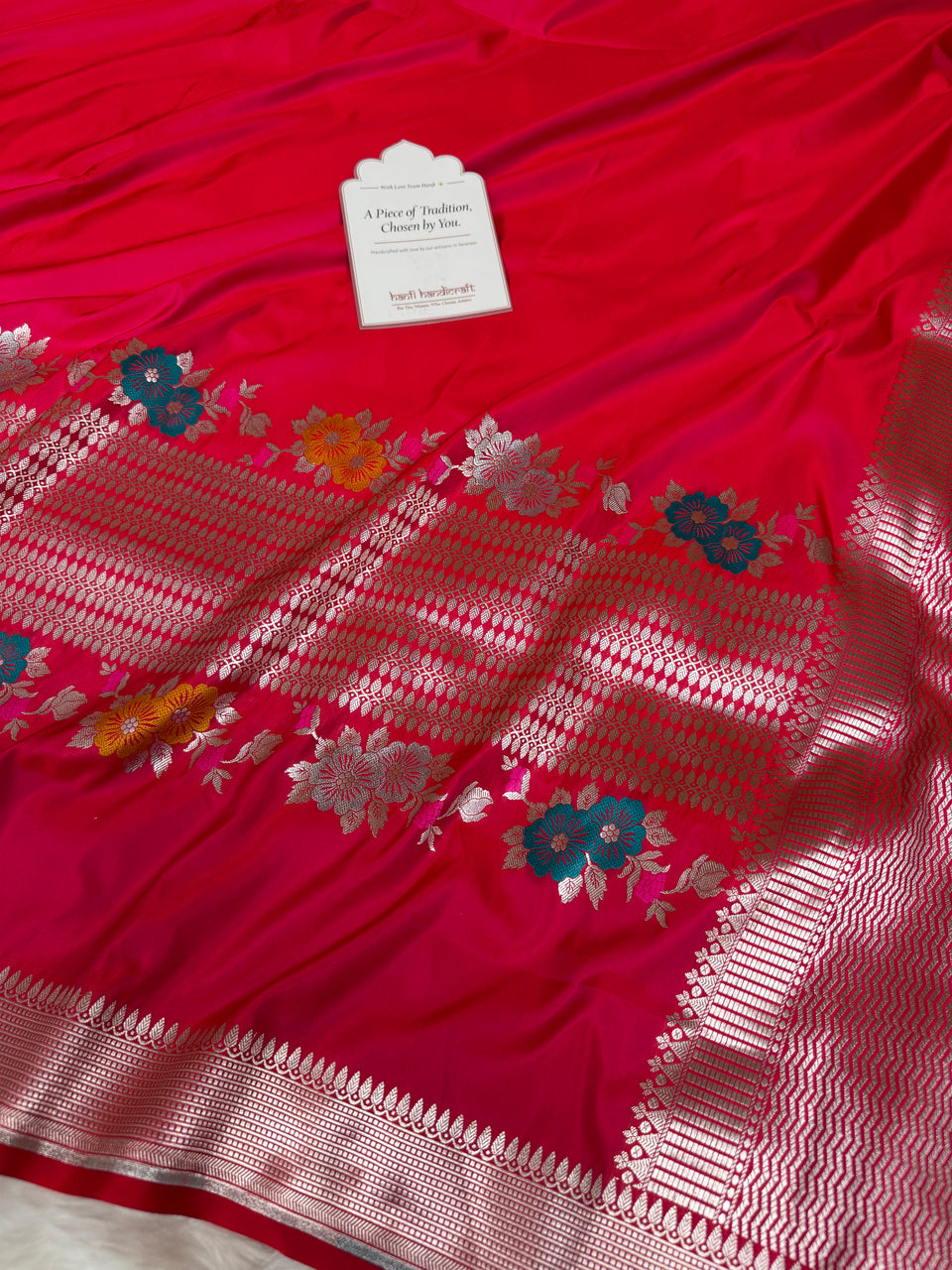 Rani Red Tilfi Gulband Banarasi Mashru Silk Saree