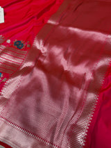 Rani Red Tilfi Gulband Banarasi Mashru Silk Saree