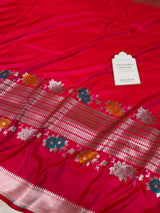 Rani Red Tilfi Gulband Banarasi Mashru Silk Saree