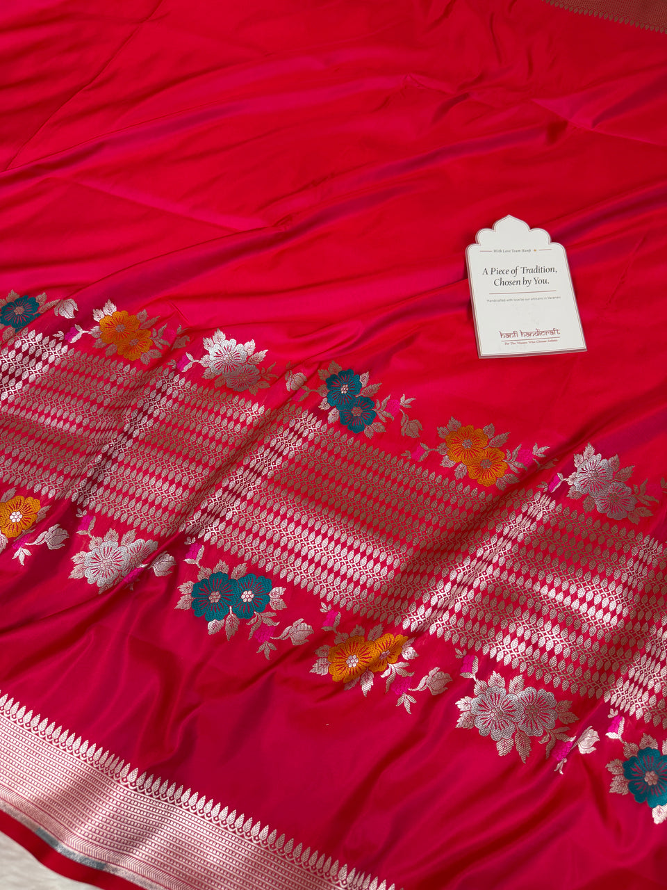 Rani Red Tilfi Gulband Banarasi Mashru Silk Saree