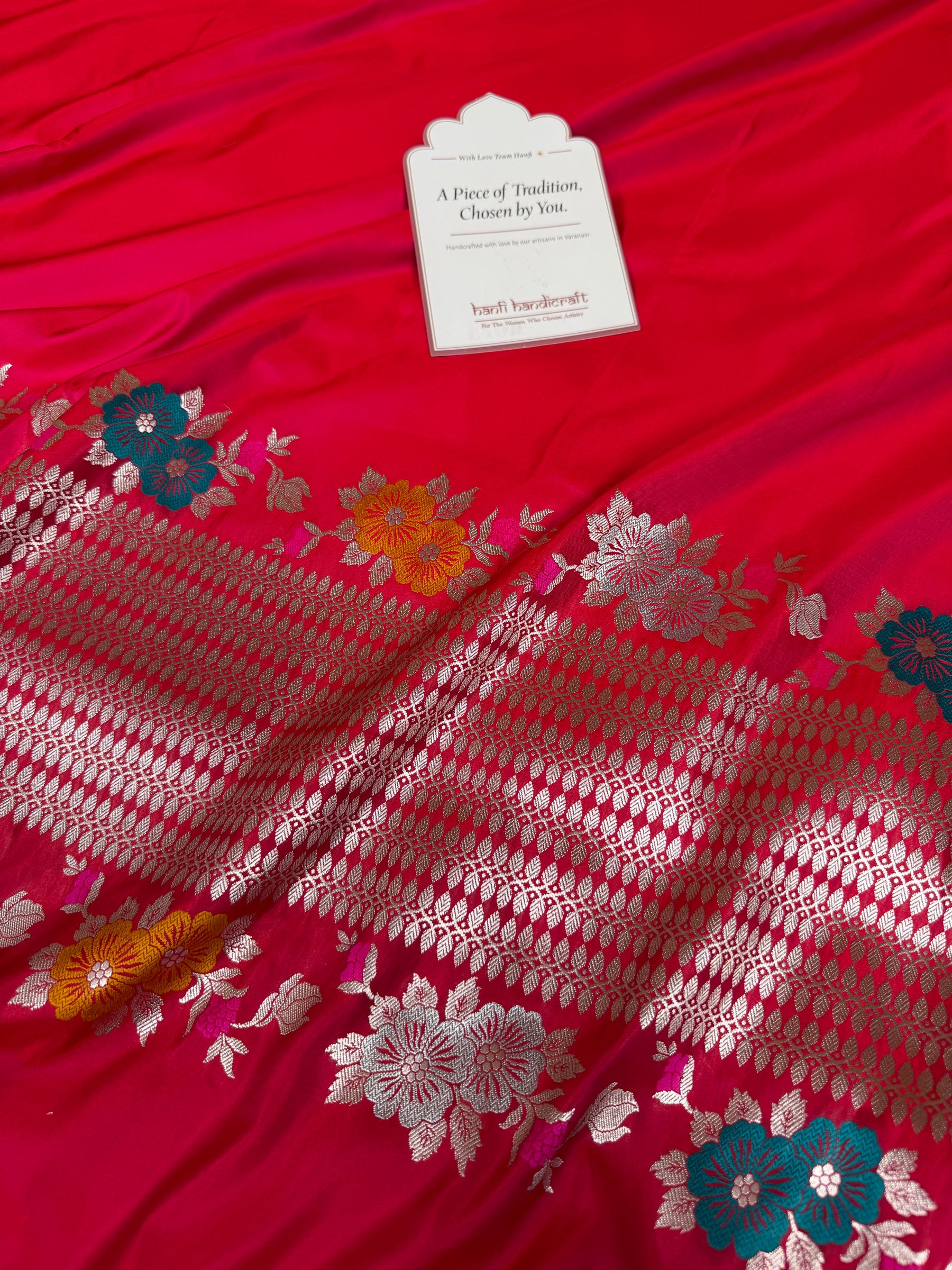 Rani Red Tilfi Gulband Banarasi Mashru Silk Saree