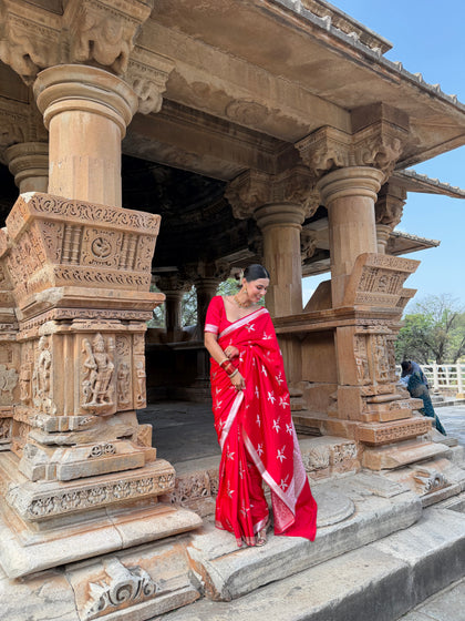 Royal Red Kanak Baali Banarasi Mashru Silk Saree