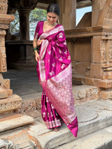 Rani Magenta Mehraab Banarasi Mashru Silk Saree