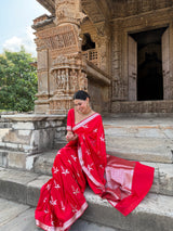 Royal Red Kanak Baali Banarasi Mashru Silk Saree
