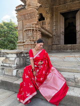 Royal Red Kanak Baali Banarasi Mashru Silk Saree