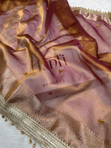 Copper Gold Ghungroo Handcrafted Tissue Silk Saree
