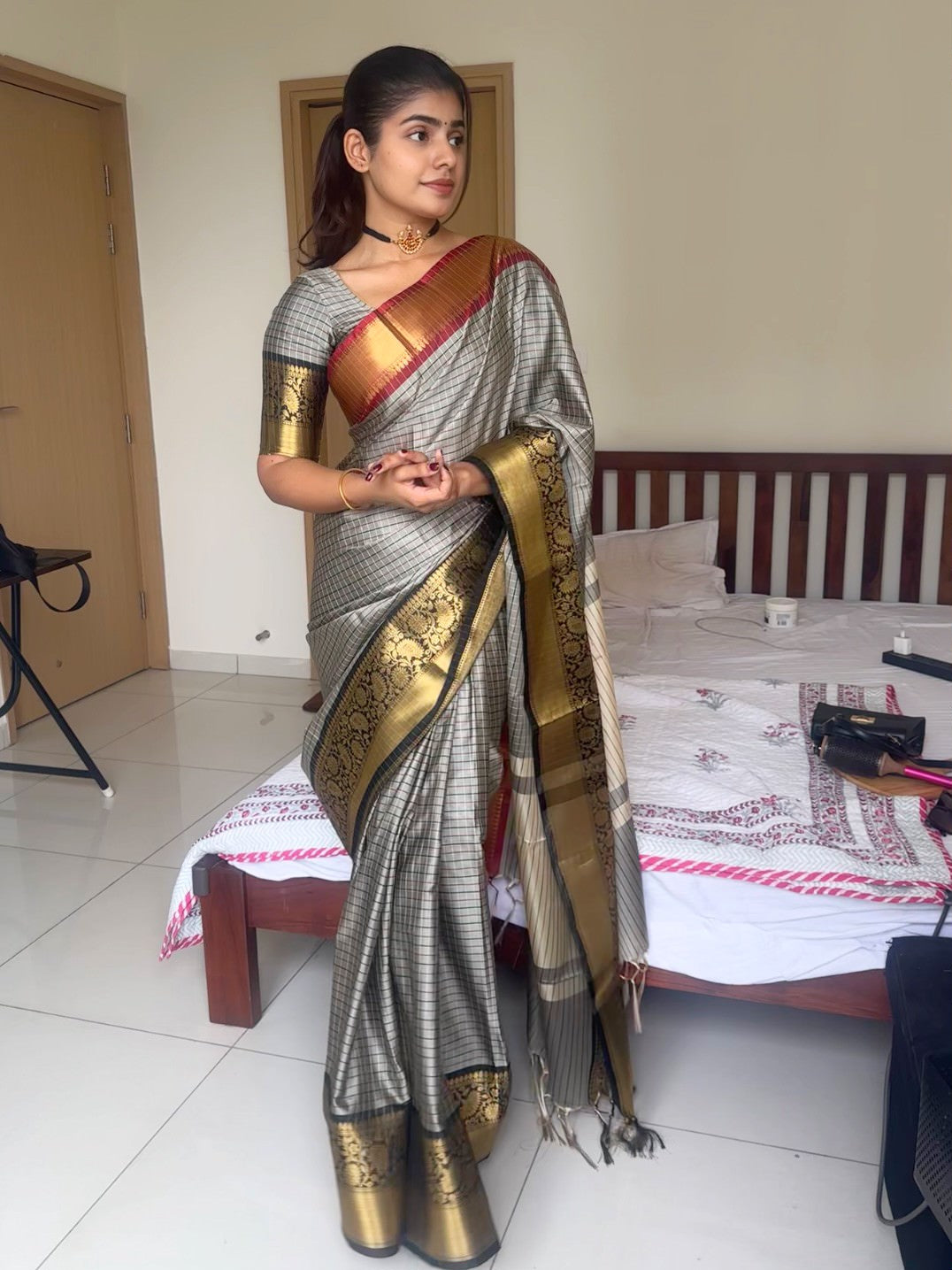 Elegant Kattam Silk Saree with Zari Contrast Border
