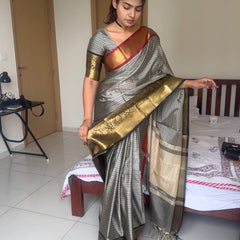 Elegant Kattam Silk Saree with Zari Contrast Border