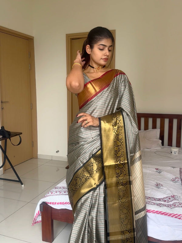 Elegant Kattam Silk Saree with Zari Contrast Border