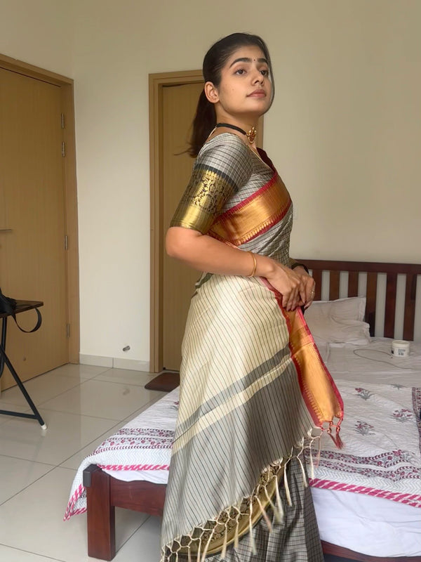 Elegant Kattam Silk Saree with Zari Contrast Border