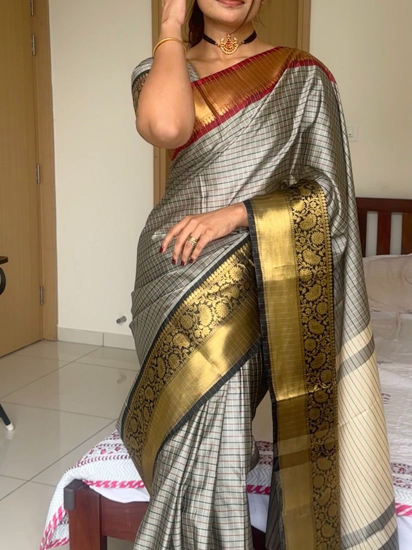 Elegant Kattam Silk Saree with Zari Contrast Border