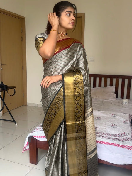 Elegant Kattam Silk Saree with Zari Contrast Border
