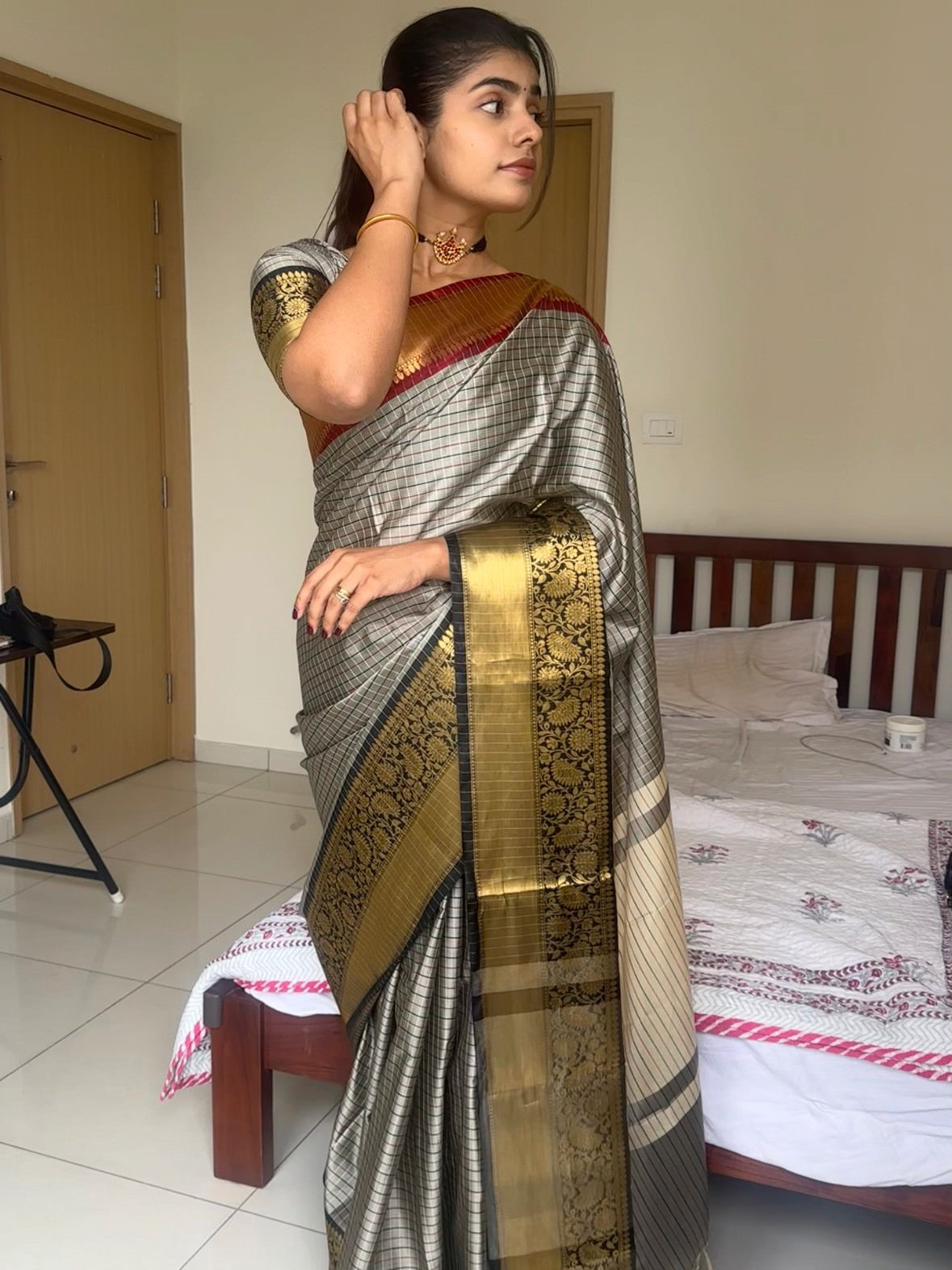 Elegant Kattam Silk Saree with Zari Contrast Border