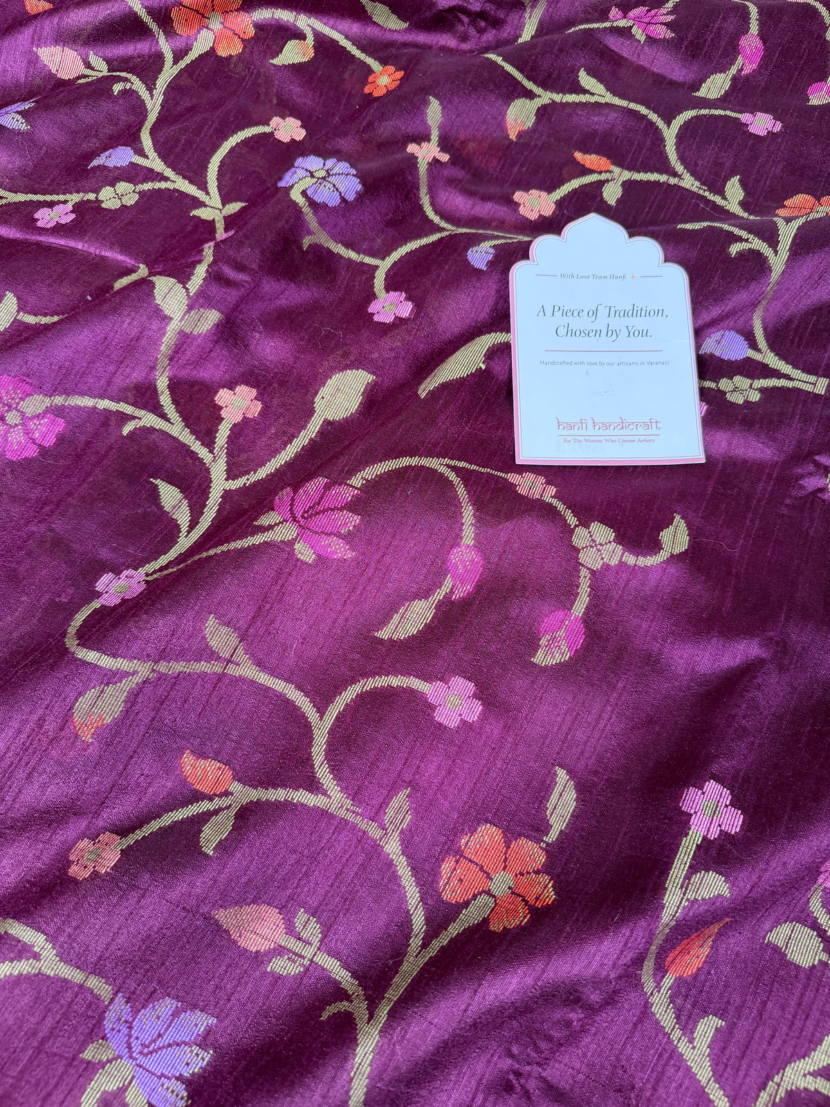 Magenta Wine Designer Jamdani Pattern Silk Linen Saree