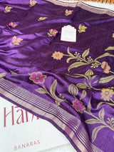 Royal Purple Designer Jamdani Pattern Silk Linen Saree