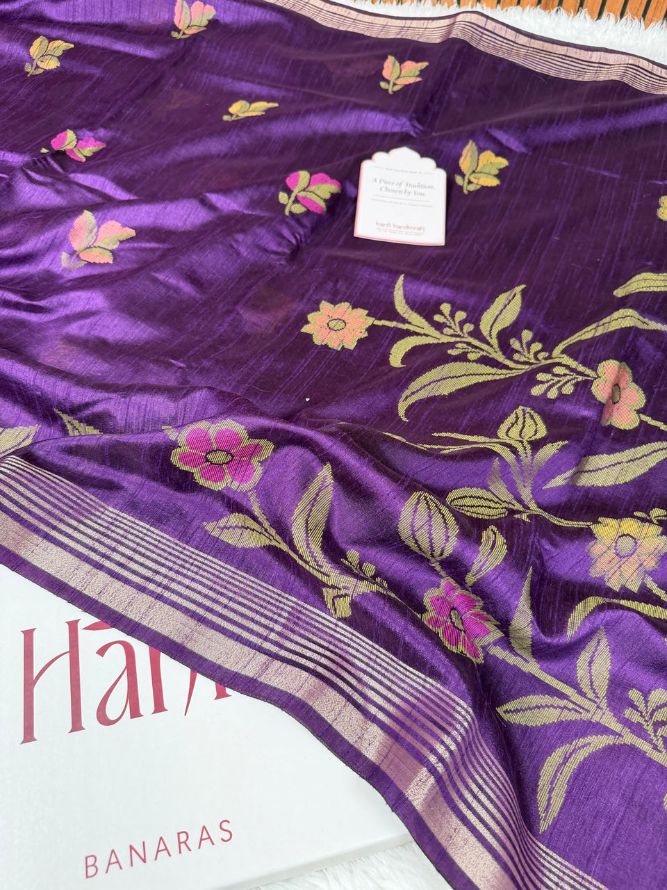 Royal Purple Designer Jamdani Pattern Silk Linen Saree