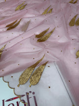 Blush Pink Sunehri Patti Zari Work Saree with Scalloped Border