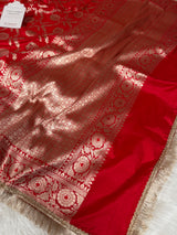 Rich Red Nita Ambani Inspired Banarasi Handloom Pure Katan Silk Saree