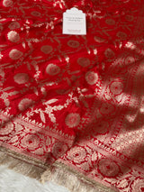 Rich Red Nita Ambani Inspired Banarasi Handloom Pure Katan Silk Saree