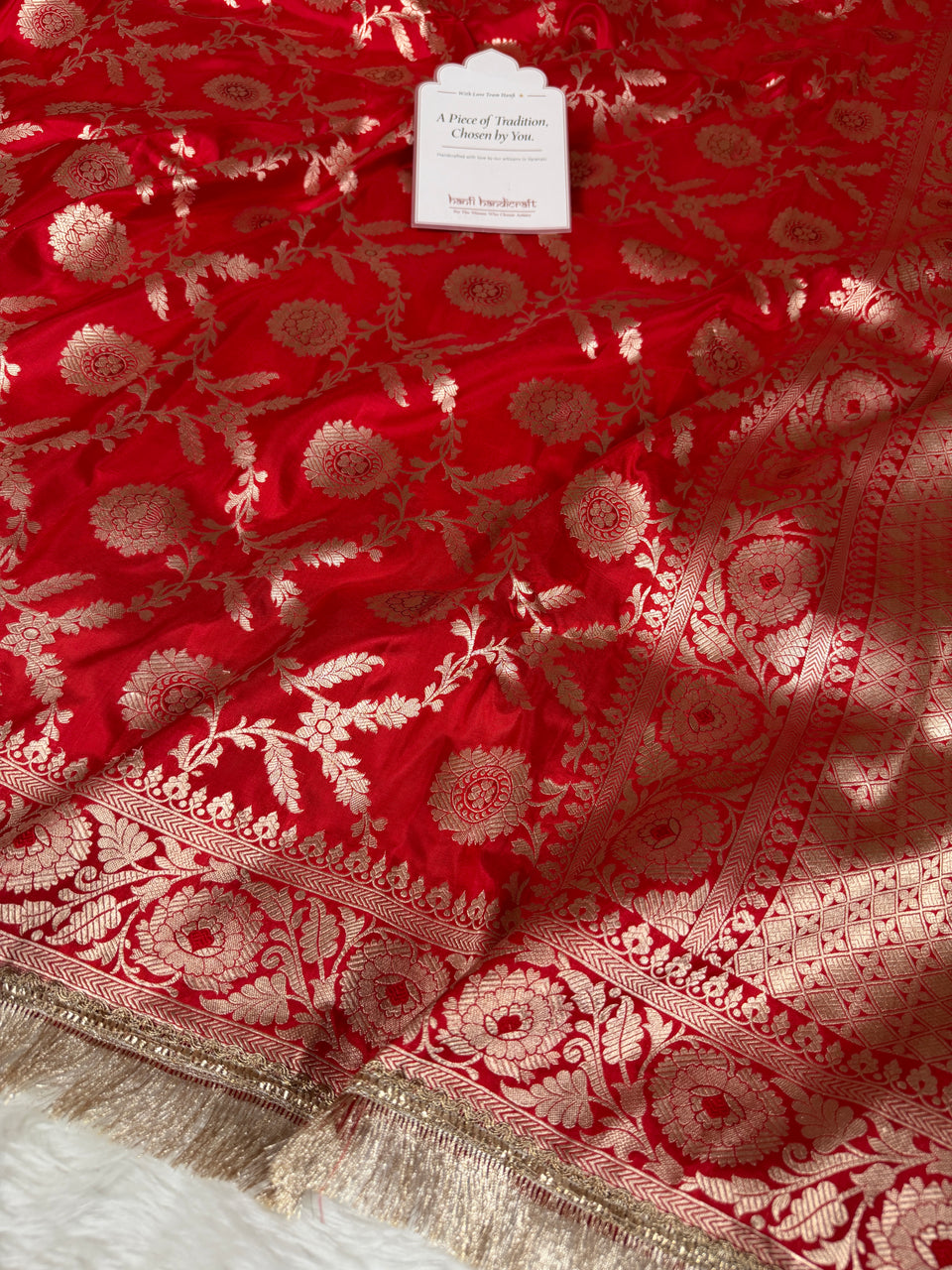 Rich Red Nita Ambani Inspired Banarasi Handloom Pure Katan Silk Saree