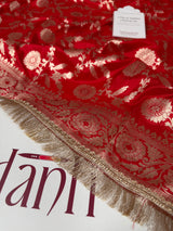 Rich Red Nita Ambani Inspired Banarasi Handloom Pure Katan Silk Saree