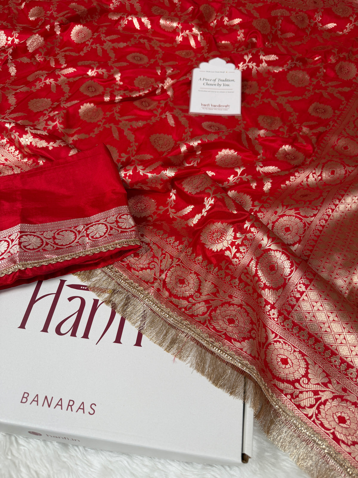 Rich Red Nita Ambani Inspired Banarasi Handloom Pure Katan Silk Saree