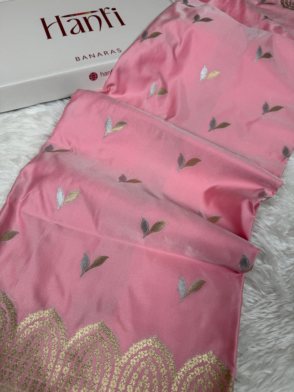 Rose Pink Sona Rupa Mehraab Banarasi Mashru Silk Saree