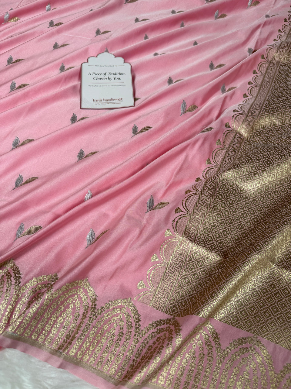 Rose Pink Sona Rupa Mehraab Banarasi Mashru Silk Saree