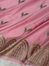 Rose Pink Sona Rupa Mehraab Banarasi Mashru Silk Saree