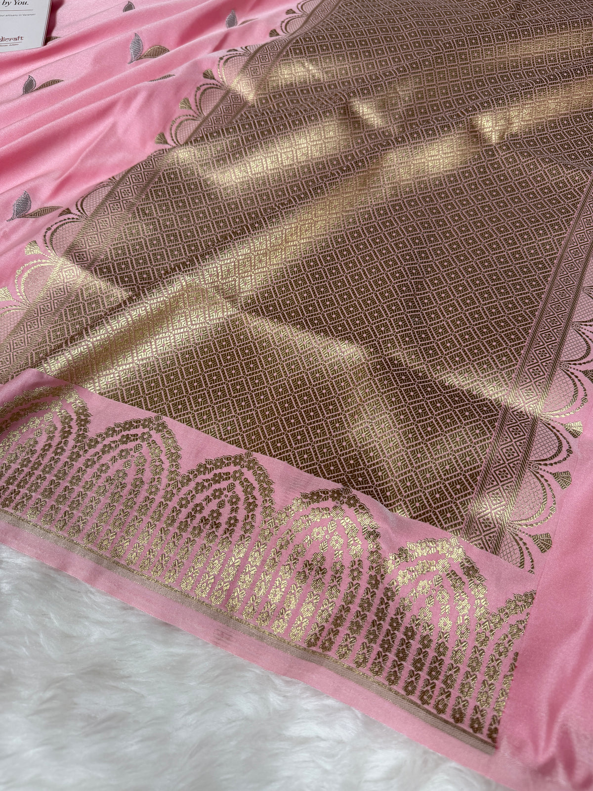 Rose Pink Sona Rupa Mehraab Banarasi Mashru Silk Saree