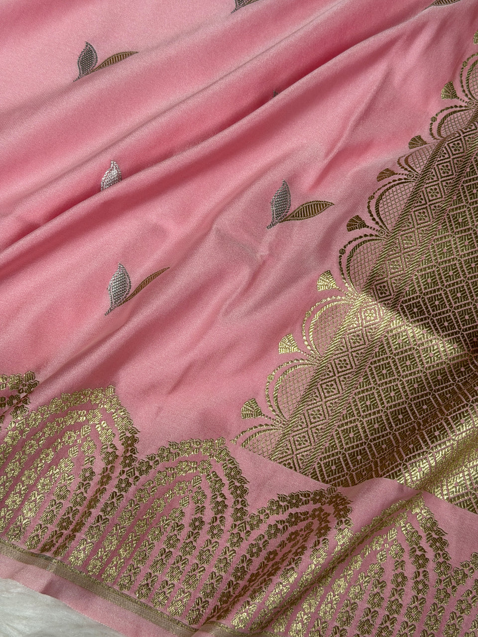Rose Pink Sona Rupa Mehraab Banarasi Mashru Silk Saree