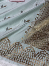 Mist Green Sona Rupa Mehraab Banarasi Mashru Silk Saree