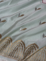 Mist Green Sona Rupa Mehraab Banarasi Mashru Silk Saree