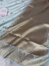 Mist Green Sona Rupa Mehraab Banarasi Mashru Silk Saree