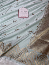 Mist Green Sona Rupa Mehraab Banarasi Mashru Silk Saree